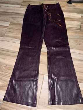 Women’s Axara vintage low rise Purple snake skin Faux Leather Flare Jeans 38
